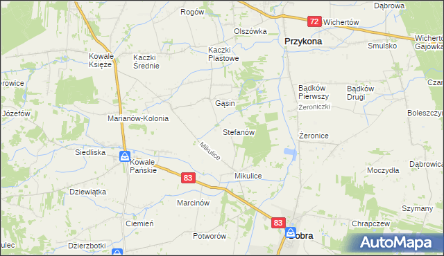 mapa Stefanów gmina Dobra, Stefanów gmina Dobra na mapie Targeo