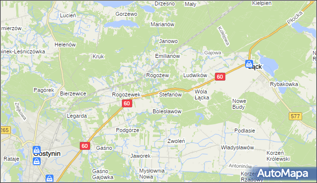 mapa Stefanów gmina Gostynin, Stefanów gmina Gostynin na mapie Targeo