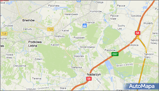 mapa Strzeniówka, Strzeniówka na mapie Targeo