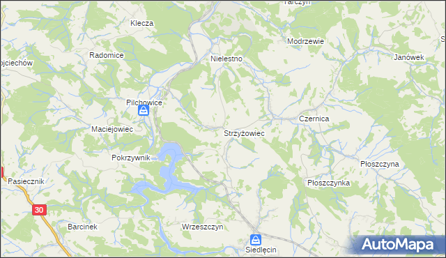 mapa Strzyżowiec gmina Wleń, Strzyżowiec gmina Wleń na mapie Targeo