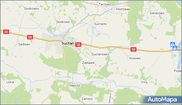 mapa Suchanówko, Suchanówko na mapie Targeo