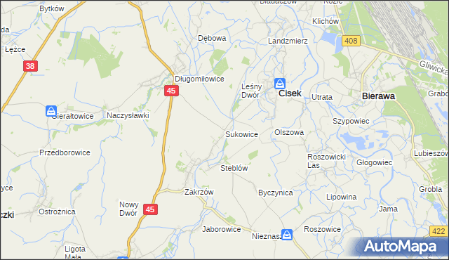 mapa Sukowice, Sukowice na mapie Targeo