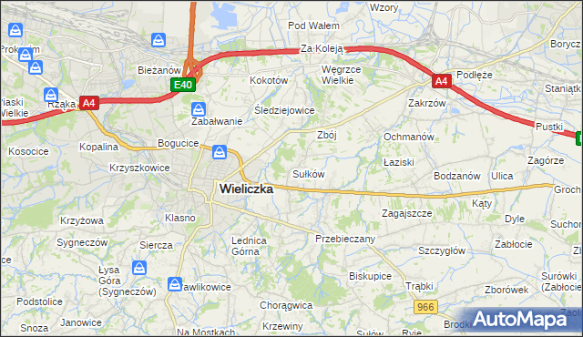 mapa Sułków gmina Wieliczka, Sułków gmina Wieliczka na mapie Targeo