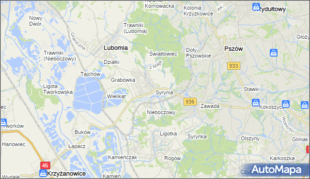 mapa Syrynia, Syrynia na mapie Targeo