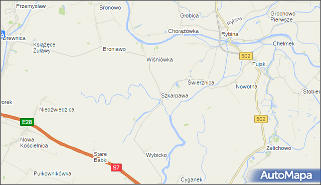 mapa Szkarpawa, Szkarpawa na mapie Targeo