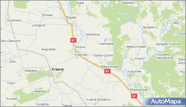 mapa Szlasy-Łozino, Szlasy-Łozino na mapie Targeo