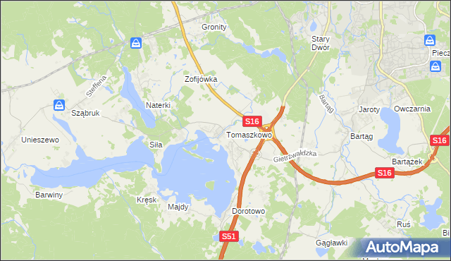 mapa Tomaszkowo, Tomaszkowo na mapie Targeo