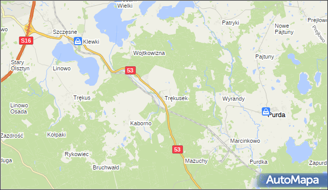 mapa Trękusek, Trękusek na mapie Targeo