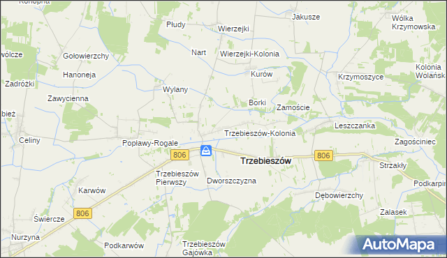 mapa Trzebieszów-Kolonia, Trzebieszów-Kolonia na mapie Targeo