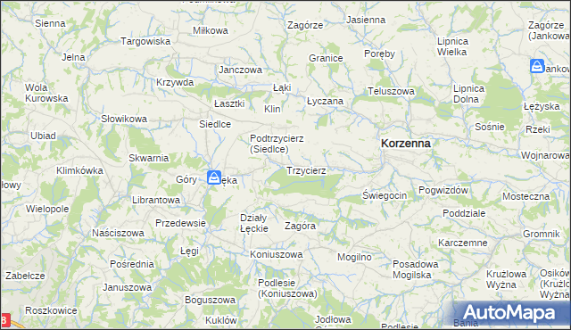 mapa Trzycierz, Trzycierz na mapie Targeo