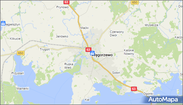 mapa Węgorzewo, Węgorzewo na mapie Targeo