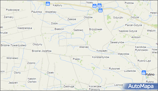 mapa Wieniec gmina Iłów, Wieniec gmina Iłów na mapie Targeo