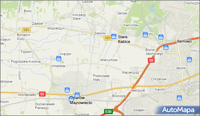 mapa Wieruchów, Wieruchów na mapie Targeo