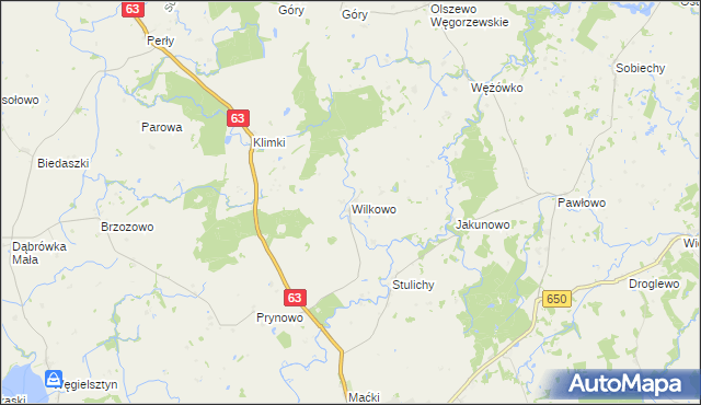 mapa Wilkowo gmina Węgorzewo, Wilkowo gmina Węgorzewo na mapie Targeo