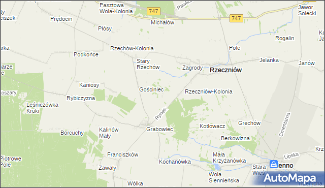 mapa Wincentów gmina Rzeczniów, Wincentów gmina Rzeczniów na mapie Targeo