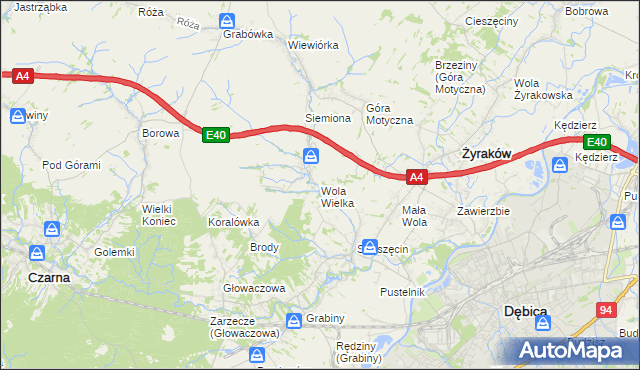 mapa Wola Wielka gmina Żyraków, Wola Wielka gmina Żyraków na mapie Targeo