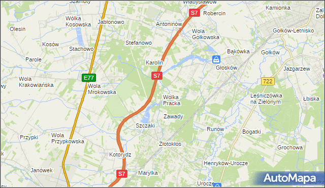 mapa Wólka Pracka, Wólka Pracka na mapie Targeo