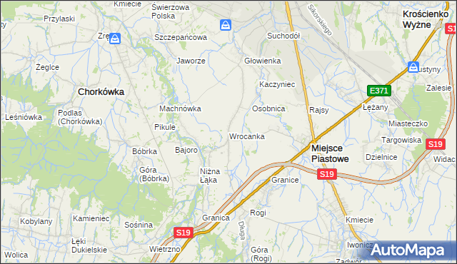 mapa Wrocanka gmina Miejsce Piastowe, Wrocanka gmina Miejsce Piastowe na mapie Targeo