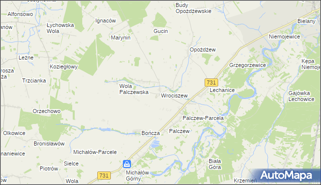 mapa Wrociszew, Wrociszew na mapie Targeo