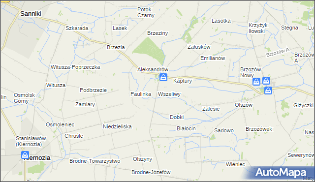 mapa Wszeliwy, Wszeliwy na mapie Targeo
