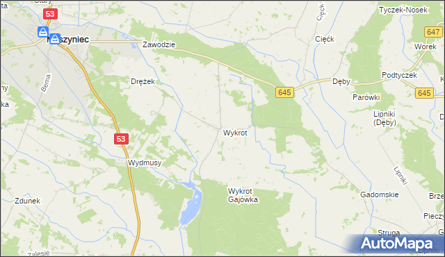 mapa Wykrot, Wykrot na mapie Targeo