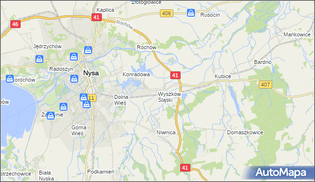 mapa Wyszków Śląski, Wyszków Śląski na mapie Targeo