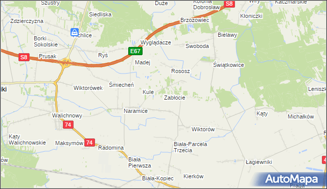 mapa Zabłocie gmina Biała, Zabłocie gmina Biała na mapie Targeo