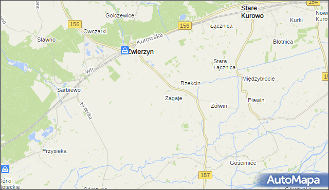 mapa Zagaje gmina Zwierzyn, Zagaje gmina Zwierzyn na mapie Targeo