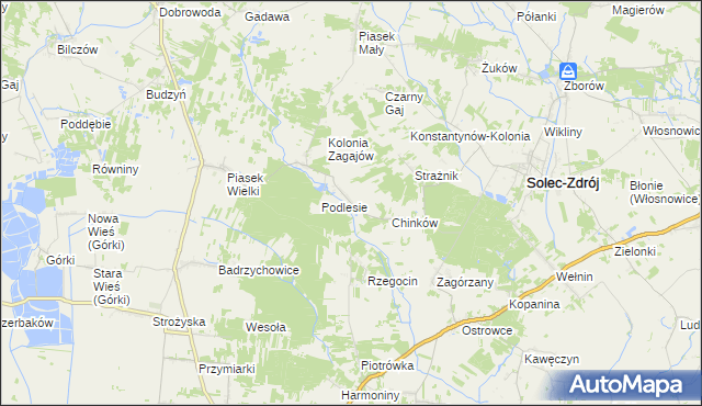 mapa Zagajów gmina Solec-Zdrój, Zagajów gmina Solec-Zdrój na mapie Targeo