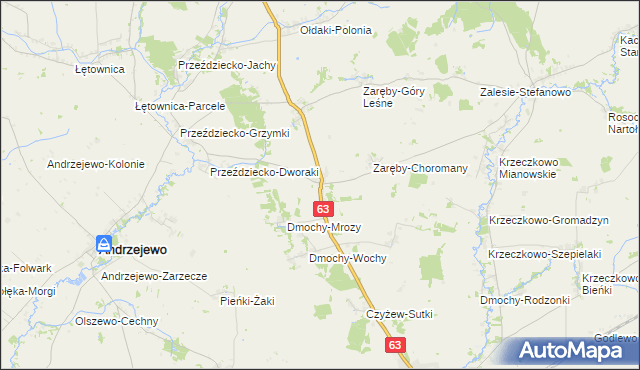 mapa Zaręby-Bolędy, Zaręby-Bolędy na mapie Targeo