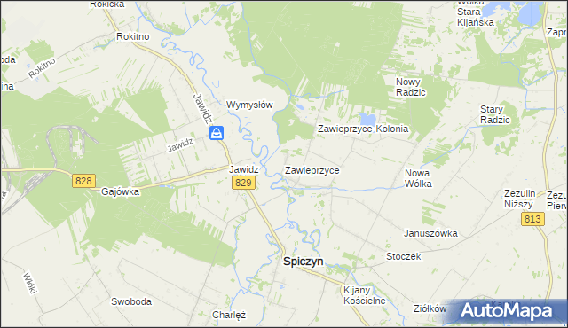 mapa Zawieprzyce, Zawieprzyce na mapie Targeo