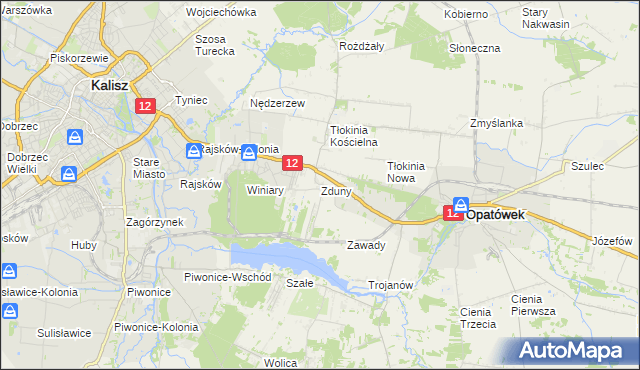 mapa Zduny gmina Opatówek, Zduny gmina Opatówek na mapie Targeo