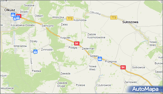 mapa Zederman, Zederman na mapie Targeo