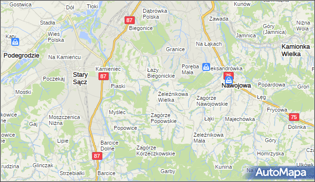 mapa Żeleźnikowa Wielka, Żeleźnikowa Wielka na mapie Targeo