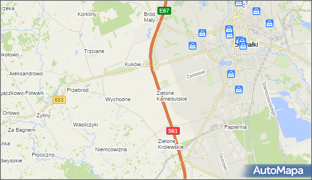 mapa Zielone Kamedulskie, Zielone Kamedulskie na mapie Targeo