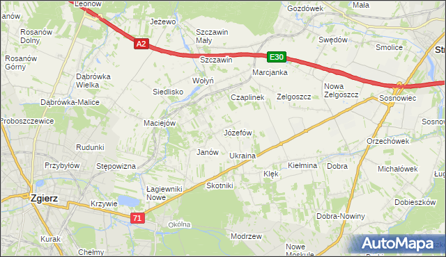 mapa Józefów gmina Zgierz, Józefów gmina Zgierz na mapie Targeo