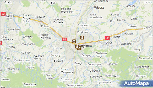 mapa Andrychów, Andrychów na mapie Targeo