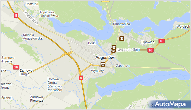 mapa Augustów, Augustów na mapie Targeo
