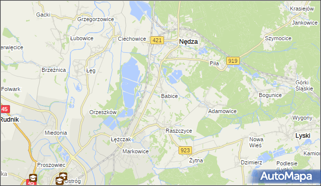 mapa Babice gmina Nędza, Babice gmina Nędza na mapie Targeo