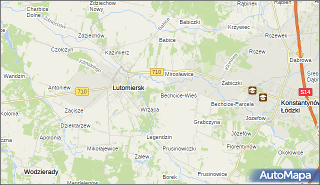 mapa Bechcice-Wieś, Bechcice-Wieś na mapie Targeo