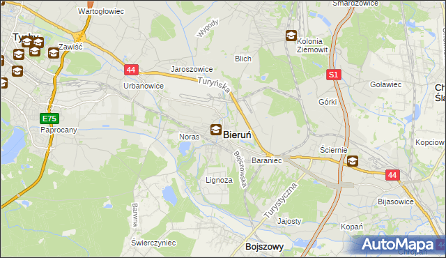 mapa Bieruń, Bieruń na mapie Targeo