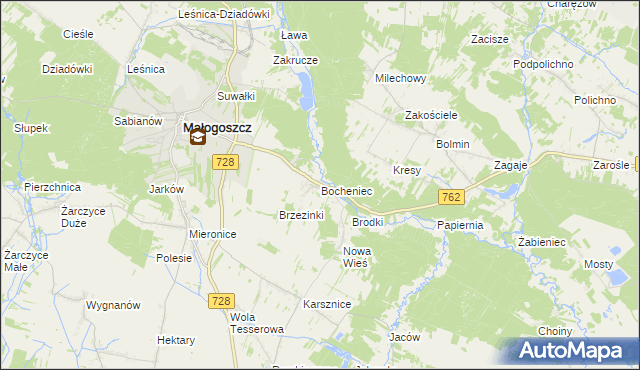 mapa Bocheniec gmina Małogoszcz, Bocheniec gmina Małogoszcz na mapie Targeo