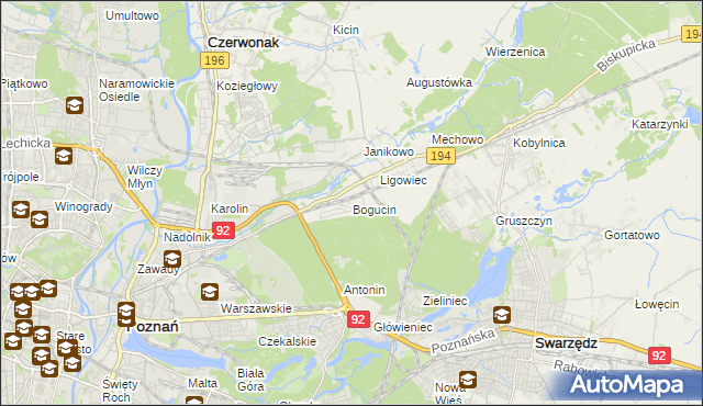 mapa Bogucin gmina Swarzędz, Bogucin gmina Swarzędz na mapie Targeo