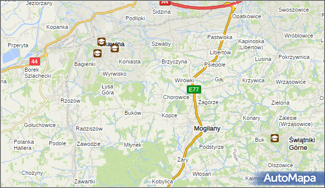 mapa Chorowice, Chorowice na mapie Targeo