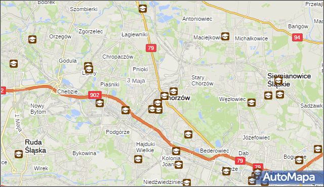 mapa Chorzów, Chorzów na mapie Targeo