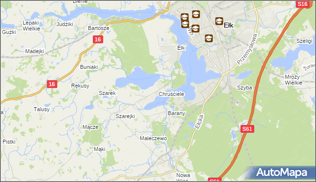 mapa Chruściele gmina Ełk, Chruściele gmina Ełk na mapie Targeo