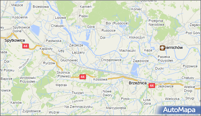 mapa Chrząstowice gmina Brzeźnica, Chrząstowice gmina Brzeźnica na mapie Targeo