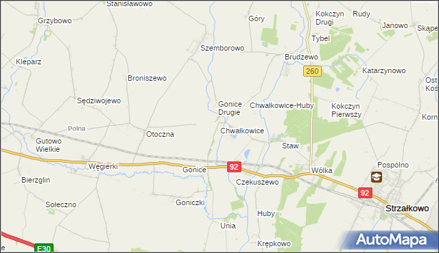 mapa Chwałkowice gmina Strzałkowo, Chwałkowice gmina Strzałkowo na mapie Targeo