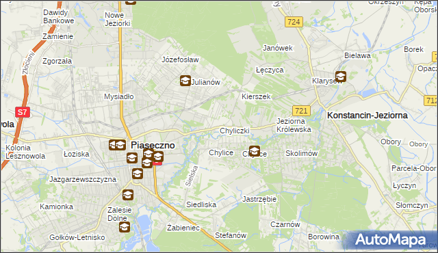 mapa Chyliczki gmina Piaseczno, Chyliczki gmina Piaseczno na mapie Targeo