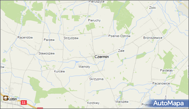 mapa Czermin powiat pleszewski, Czermin powiat pleszewski na mapie Targeo